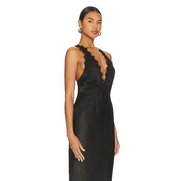 Camille Lace Cross Back Midi Dress in Black - Shona Joy - Picture 3 of 4